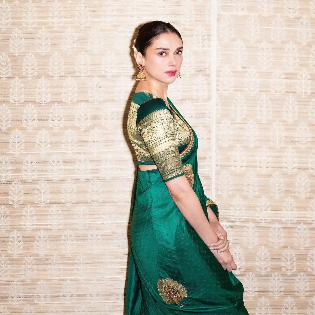 Bollywood Actress Aditi Rao Hydari Stills in Green Saree